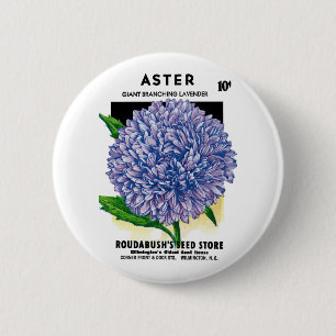 Macaron Rond 5 Cm Aster Vintage Seed Packet