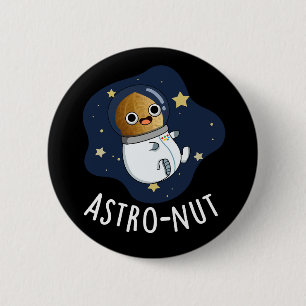 Macaron Rond 5 Cm Astro-nut Funny Nut Astronaut Pun Dark BG