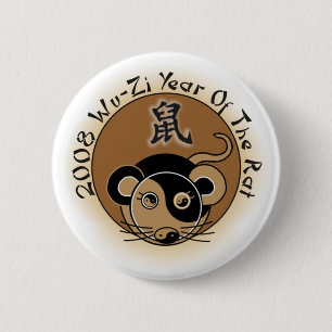 Macaron Rond 5 Cm Astrologie chinoise 2008 ans des boutons de rat