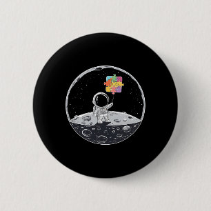 Macaron Rond 5 Cm Astronaut Bylloon Sensibilisation sur l'autisme Es