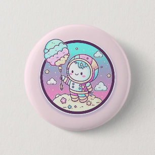 Macaron Rond 5 Cm Astronaut mignon avec balon de crème glacée sur la