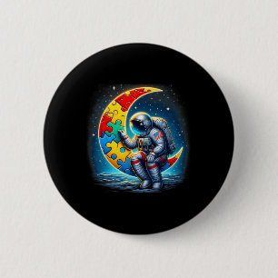 Macaron Rond 5 Cm Astronaut Moon Bylloon Sensibilisation sur l'autis