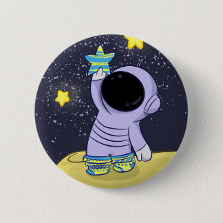 Macaron Rond 5 Cm Astronaut sur un bouton de chaussettes différent