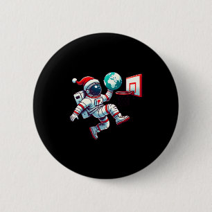 Macaron Rond 5 Cm Astronaute avec un chapeau de Père Noël drôle fais