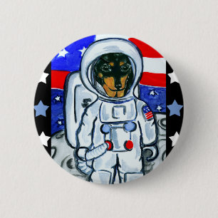 Macaron Rond 5 Cm Astronaute dachshund