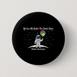 Macaron Rond 5 Cm Astronaute de sensibilisation à l'autisme sous les
