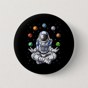 Macaron Rond 5 Cm Astronaute Espace Planètes Méditation Yoga Spiritu
