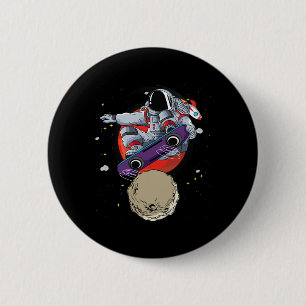Macaron Rond 5 Cm Astronaute Skateur De Hoverboard Planche À Roulett