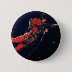 Macaron Rond 5 Cm Astronaute vintage de science-fiction dans l'espac