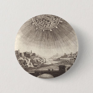 Macaron Rond 5 Cm Astronomie Antique Ciel avec Soleil par Allain Mal
