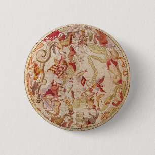 Macaron Rond 5 Cm Astronomie vintage, Carte Céleste par Carel Allard