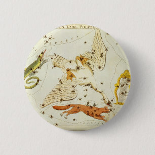 Macaron Rond 5 Cm Astronomie Vintage, Carte des Étoiles des Constell