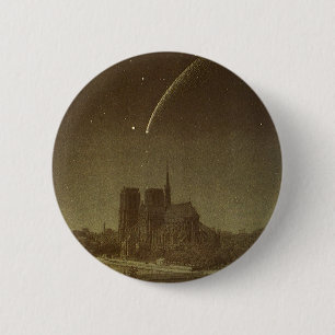 Macaron Rond 5 Cm Astronomie vintage, Donati Comet sur Paris en 1858