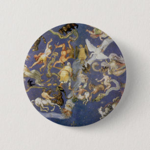 Macaron Rond 5 Cm Astronomie Vintage Fresque Céleste, Constellations