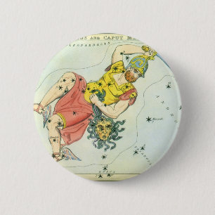 Macaron Rond 5 Cm Astronomie vintage, Persée et Caput Medusa