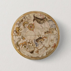 Macaron Rond 5 Cm Astronomie vintage, Planisphère Céleste Carte des 