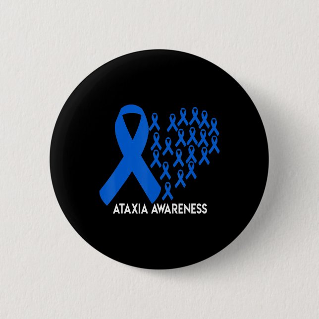 Macaron Rond 5 Cm Ataxia Sensibilisation ruban bleu Cadeau T-shirt31 (Devant)