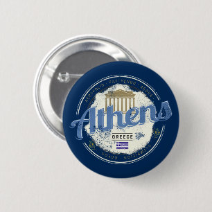 Macaron Rond 5 Cm Athènes Grèce Rétro Acropole Souvenir Vintage