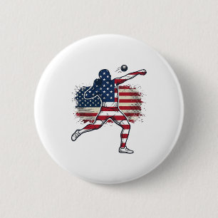 Macaron Rond 5 Cm Athlète de lancer de poids patriotique Gravure vin