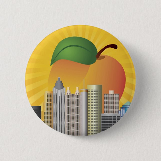 Macaron Rond 5 Cm Atlanta la Géorgie et bouton de pêche (Devant)