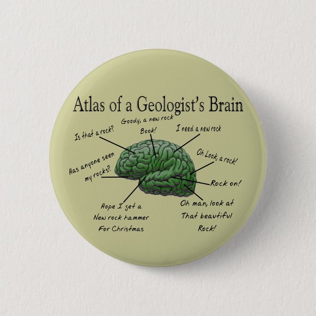 Macaron Rond 5 Cm Atlas des cadeaux drôles du cerveau d'un géologue (Devant)