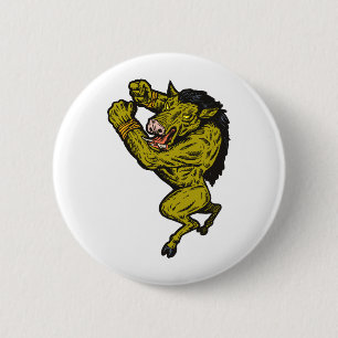 Macaron Rond 5 Cm attaque de combat d'homme de sanglier