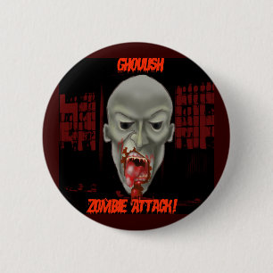 Macaron Rond 5 Cm Attaque de Ghoulish Zombie