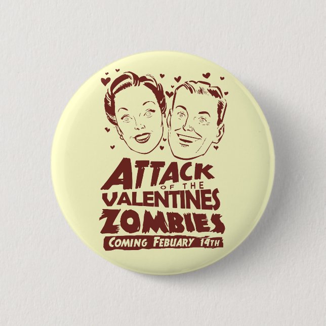 Macaron Rond 5 Cm Attaque des zombis de Valentines (Devant)