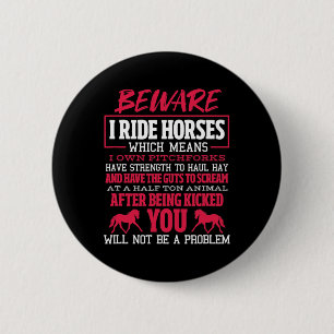 Macaron Rond 5 Cm Attention Je Ride Chevaux Cheval Équitation Équita