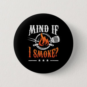 Macaron Rond 5 Cm Attention si je fume Barbecue Griller Byrbecue Fum