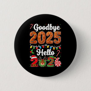 Macaron Rond 5 Cm Au revoir 2025 Bonjour 2026 Bonne Saint-Sylvestre