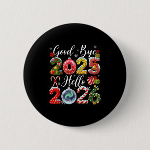 Macaron Rond 5 Cm Au revoir 2025 Bonjour 2026 Joyeux Noël Bonne Anné