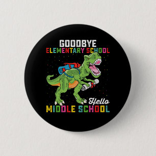Macaron Rond 5 Cm Au revoir Élémentaire Hello Middle School T Rex