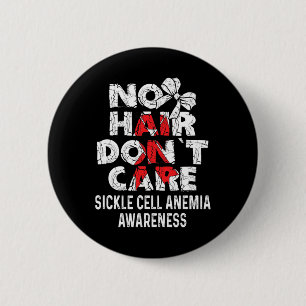 Macaron Rond 5 Cm AUCUN Cheveux - Sickcell Anemia Sensibilisation So