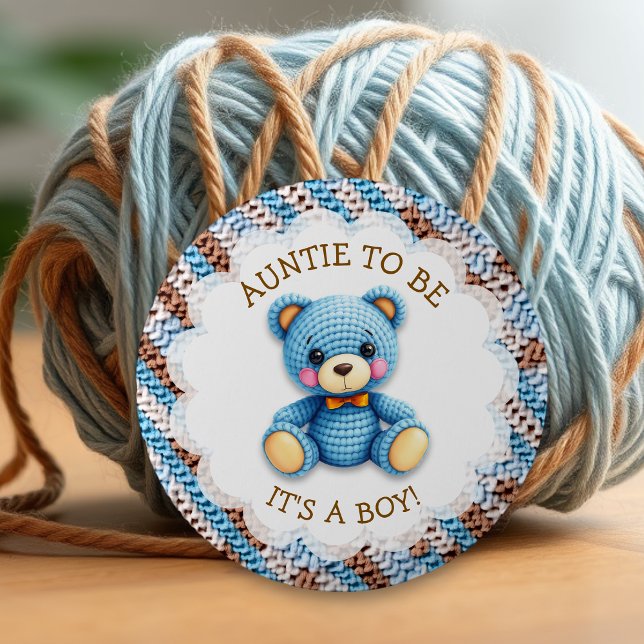 Macaron Rond 5 Cm Aunt To Be | Crochet Teddy Bear Baby Shower  (Créateur téléchargé)
