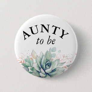 Macaron Rond 5 Cm Aunty to be - Watercolor Succulents Baby Shower Bu