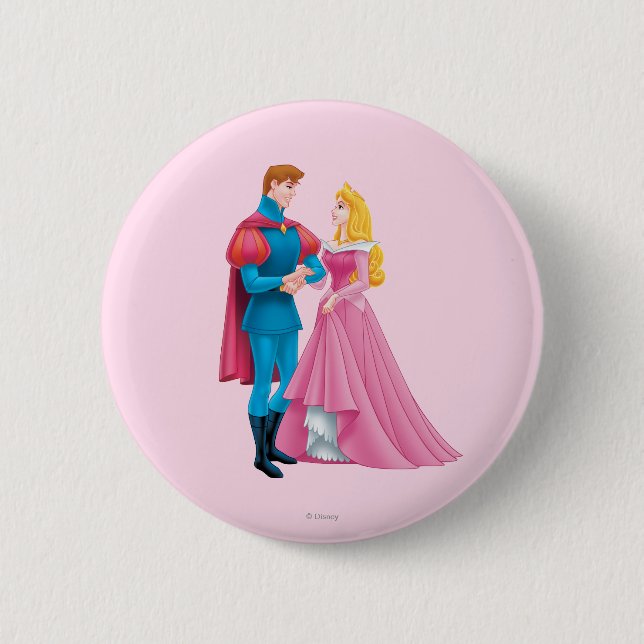 Macaron Rond 5 Cm Aurora et Prince Phillip (Devant)