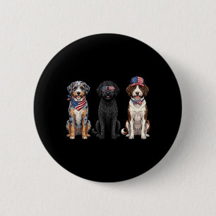 Macaron Rond 5 Cm Aussiedoodle 4 juillet drapeau américain Chien