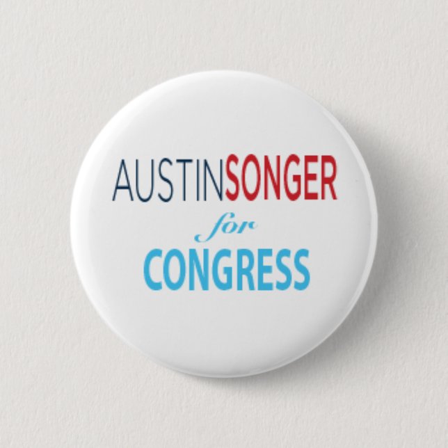 Macaron Rond 5 Cm Austin Songer pour le congrès - bouton [2,25 (Devant)