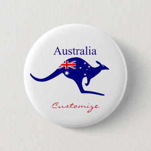 Macaron Rond 5 Cm Australia Flag Kangaroo Thunder_Cove