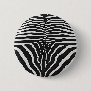 Macaron Rond 5 Cm Authentic Zebra Skin Print - noir blanc strié