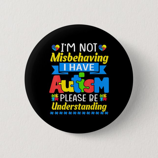 Macaron Rond 5 Cm Autism (Devant)