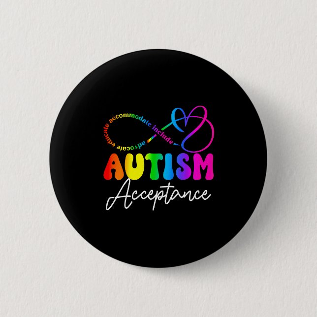 Macaron Rond 5 Cm Autism Awareness Acceptance Infinity Symbol Advoca (Devant)