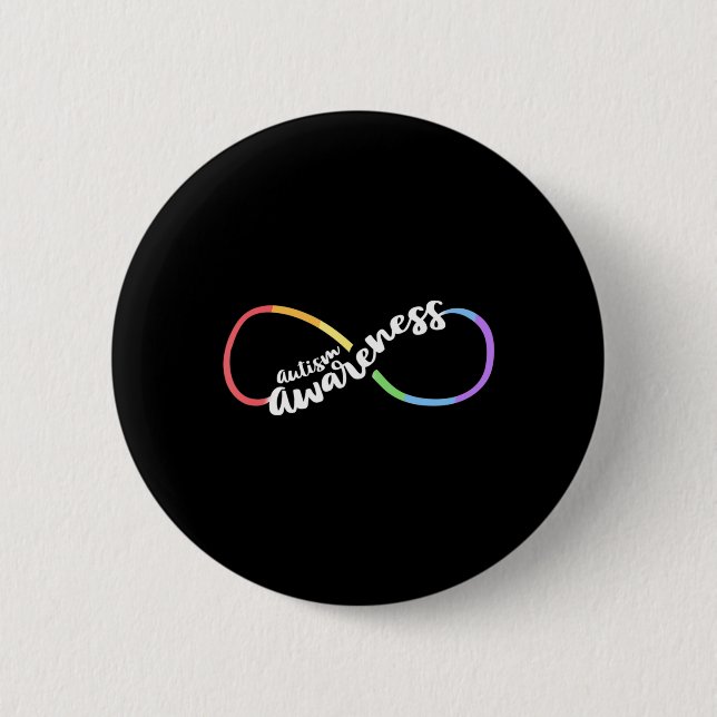 Macaron Rond 5 Cm Autism Awareness Autistic Acceptance Rainbow Infin (Devant)