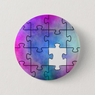Macaron Rond 5 Cm Autism Missing Piece - Pin