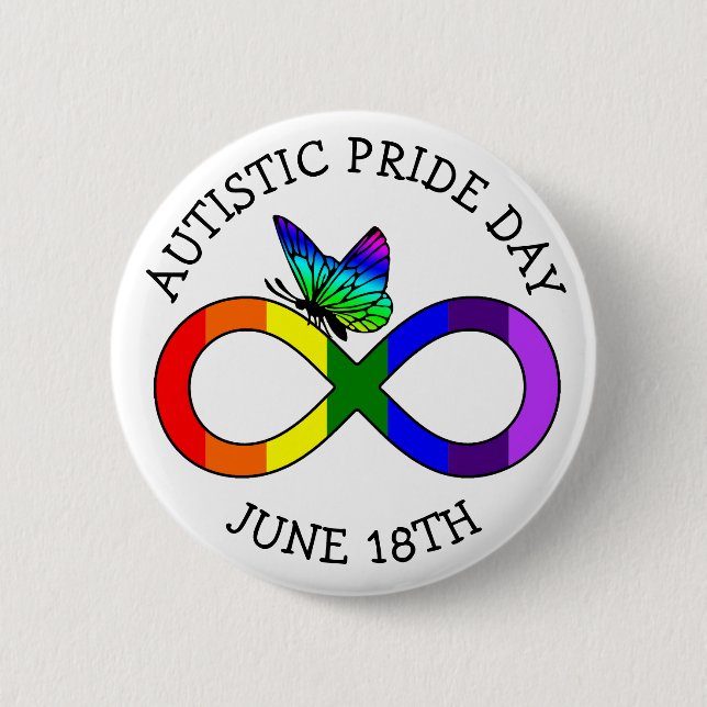 Macaron Rond 5 Cm Autism Pride Day 18 juin Button (Devant)