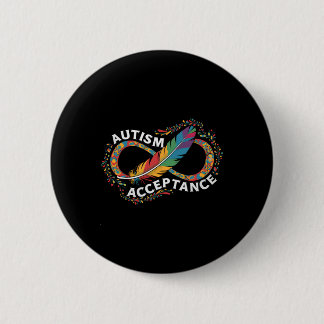 Macaron Rond 5 Cm Autism Red Instead Infinity Symbol Autistic Accept