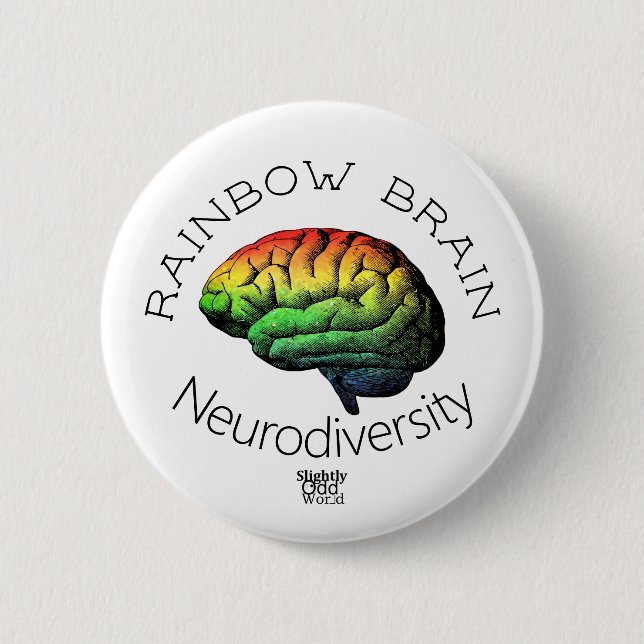 Macaron Rond 5 Cm Autism/TDAH de Neurodiversity/"de cerveau (Devant)
