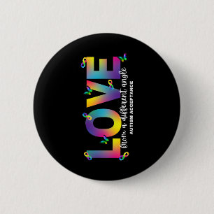 Macaron Rond 5 Cm Autisme Amour D'Un Angle Différent Acceptation Plu