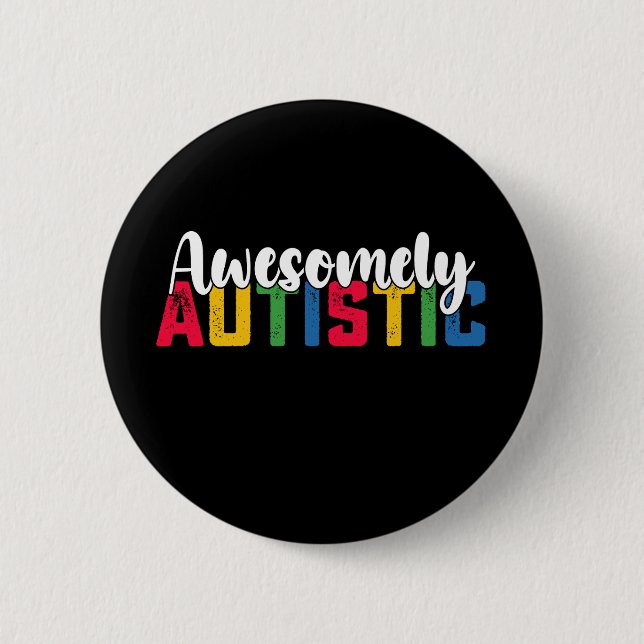 Macaron Rond 5 Cm Autisme autistique Awesomely Famille de filles Biy (Devant)